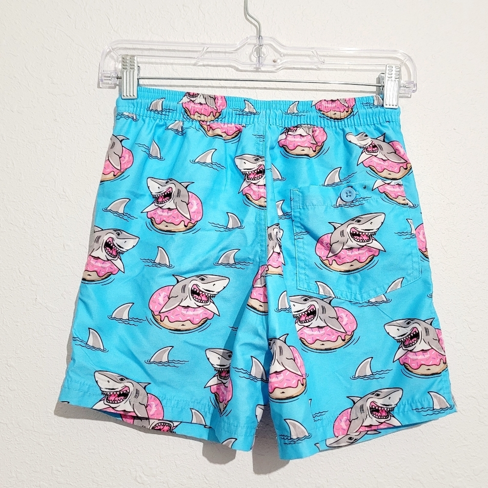 Boys Shark Donut Swim Trunks Shorts Blue Pink Lined Drawstring Size M (8) - Picture 3 of 9